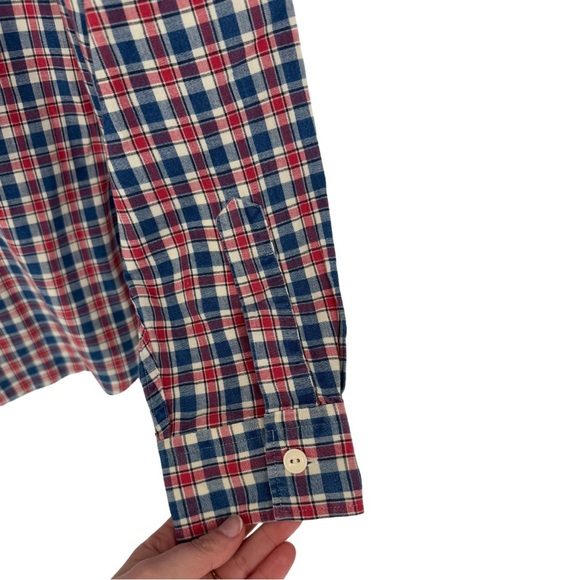 Polo Country Ralph Lauren Men’s Large Classic Fit Indigo Plaid Camp Shirt Casual - Picture 12 of 16